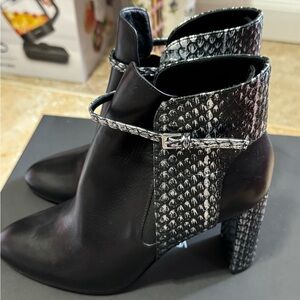 Elegant Black and Silver Women's Ankle Boots